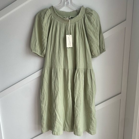 Universal Thread Smocked Gauze Shift Cotton Pastel Mint Baby Doll Dress size M - Picture 6 of 12